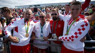 Rio de Janeiro, Brazil – Braća Sinkovic, Martin i Valent, osvajači su olimpijske zlatne medalje u utrci dvojaca na pariće.  Photo: Igor Kralj/PIXSELL