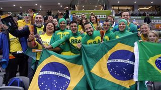 Katar – 24. svjetsko rukometno prvenstvo, osmina finala, Hrvatska – Brazil 26-25. Hrvatski navijaci. Photo: Goran Stanzl/PIXSEL