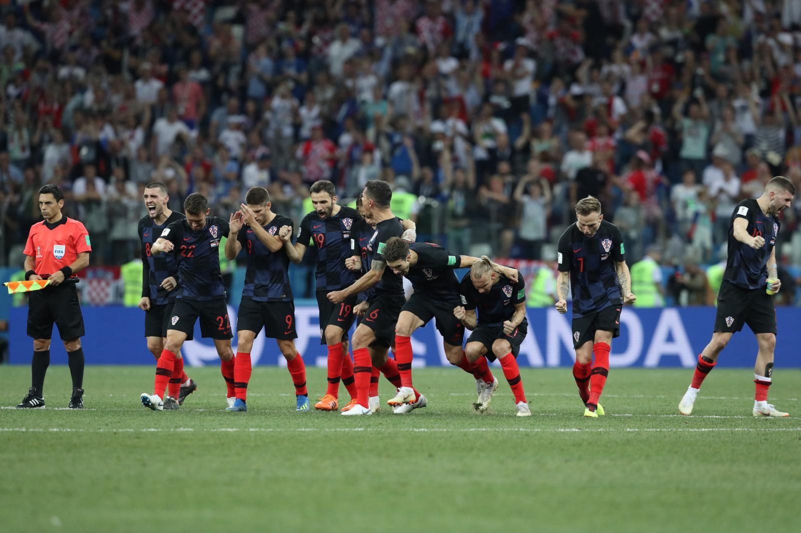 Niznji Novgorod, Rusija – Svjetsko nogometno prvenstvo 2018., osmina finala, Hrvatska – Danska 4-3 (1-1, 1-1).