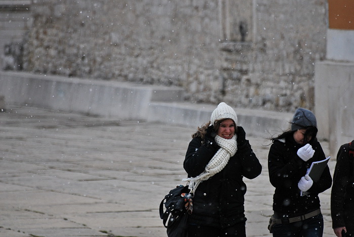 Bura i snijeg u Zadru 1. veljače 2012, Foto: Duje Surać