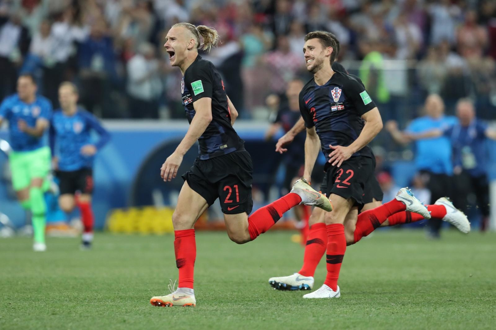 Nižnji Novgorod, Rusija – Svjetsko nogometno prvenstvo 2018., osmina finala, Hrvatska – Danska 4-3 (1-1, 1-1).