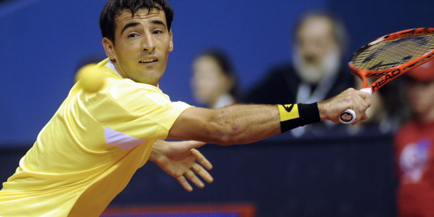 Zagreb, 030211.ATP PBZ Zagreb INdoors 2011.U Ledenoj dvorani Doma sportova od 29. sijecnja do 6. veljace se odrzava ATP teniski turnir  PBZ Zagreb Indoors 2011.Mec izmedju hrvatskog tenisaca Ivana Dodiga i Ukrajinca Ilya Marchenka.Na slici: Ivan Dodig