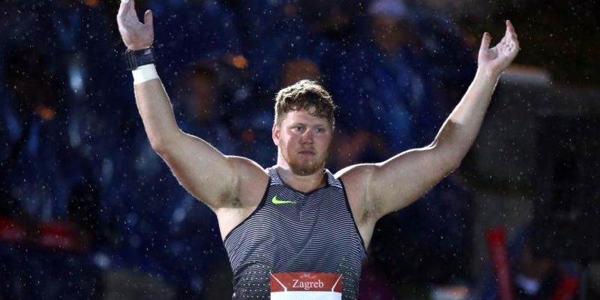 Zagreb – Atletski miting Zagreb – 66. memorijal Borisa Hanzekovica, bacanje kugle – Memorijal Ivana Ivancica. Najbolji svjetski bacaci kugle natjecu se pokraj gradskih fontana i Nacionalne i sveucilisne knjiznice. CROUSER Ryan. Photo: Igor Kralj/PIXSELL