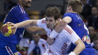 Zaragoza, Spanjolska, 230113.
Gradska dvorana Principe Felipe.
Svjetsko prvenstvo u rukometu za muskarce Spanjolska 2013.
Utakmica cetvrtfinala izmedju reprezentacija Hrvatske i Francuske.
Na fotografiji: Damir Bicanic.
Foto: Ante Cizmic / CROPIX
