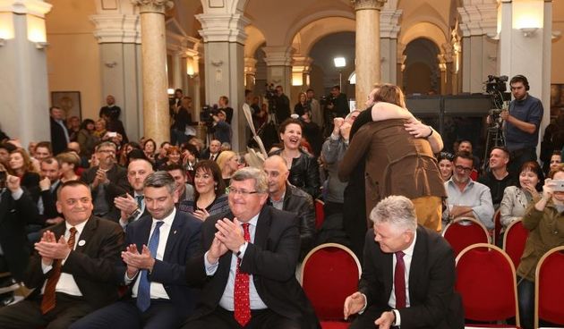Gradonacelnik Osijeka Ivan Vrkic, gradonacelnik Pule Boris Miletic, gradonacelnik Rijeke Vojko Obersnel, gradonacelnik Dubrovnika Andro Vlahusic. Photo: Zeljko Lukunic/PIXSELL