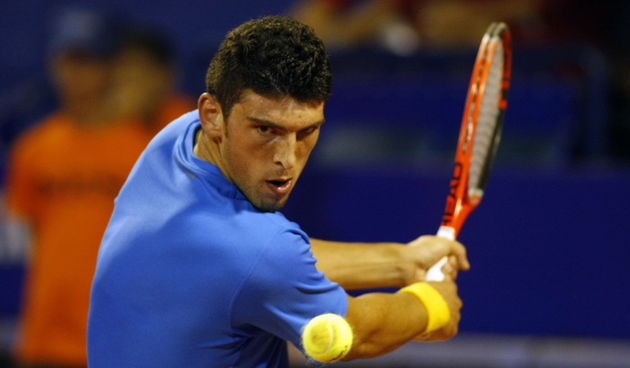 Umag, 260710.
ATP Studena Croatia Open Umag, Stella Maris. 
Teniski turnir koji traje od 26. srpnja do 1. kolovoza ponovo je okupio najvece zvijezde domaceg i svjetskog tenisa. 
Mec izmedju Franko Skugor (CRO) i Filippo Volandri (ITA). 
Na slici: Franko S