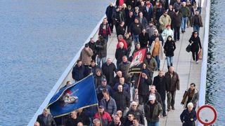 Svecanim postrojavanjem i mimohodom kroz grad postrojbi sudionica obiljezena je 22. obljetnica vojno-redarstvene akcije Maslenica. Photo: Dino Stanin/PIXSELL Svecanim postrojavanjem i mimohodom kroz grad postrojbi sudionica obiljezena je 22. obljetnica vojno-redarstvene akcije Maslenica. Photo: Dino Stanin/PIXSELL