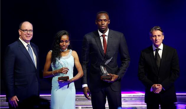 Almaz Ayana i Usain Bolt, foto: EPA/SEBASTIEN NOGIER/Hina