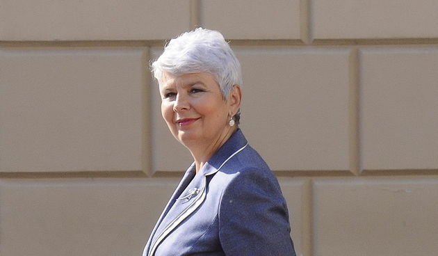 Zagreb, 260911.
Premijerka Jadranka Kosor primila je danas u sluzbeni posjet slovacku premijerku Ivetu Radicovu. 
Na slici: Jadranka Kosor.
Foto: Admir Buljubasic / CROPIX