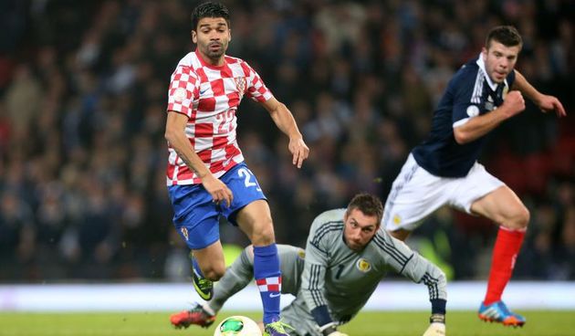 15.10.2013., Hampden Park, Glasgow, Skotska – Kvalifikacijska nogometna utakmica za Svjetsko prvenstvo 2014. u Brazilu, skupina A, Skotska – Hrvatska. Eduardo Da Silva. Photo: Slavko Midzor/PIXSELL