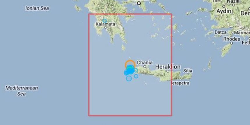 Potres jačine 6,4 stupnja pogodio grčki otok Kretu, foto: EMSC