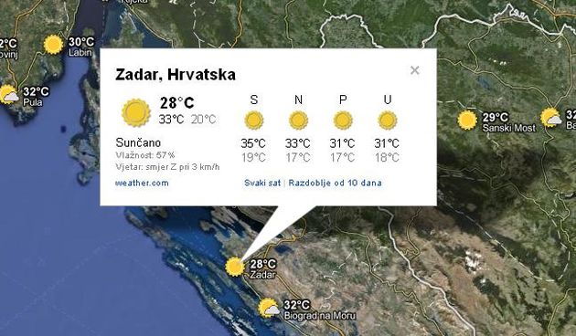 Google maps prognoza / Screenshot