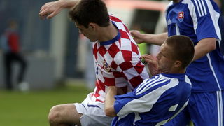 Varazdin, 190510.
Na gradskom stadionu u Varazdinu igra se kvalifikacijska utakmica za europsko prvenstvo U-21 izmedju reprezentacija Hrvatske i Slovacke.
Na slici: Mirko Oremus.
Foto: Zeljko Hajdinjak / CROPIX