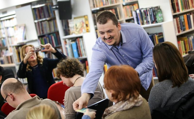Zagreb – U knjiznici Bogdan Ogrizovic odrzana je promocija novog romana iz biblioteke Balkan Noir: Mima i kvadratura duga, Zelimir Peris. Photo: Petar Glebov/PIXSELL