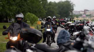 Na jezeru Jarun okupili su se motociklisti iz cijele Hrvatske u sklopu 3. karavane za zivot pod nazivom Bikeri na cesti. Velik broj motociklista zbog loseg vremena nije dosao, no pridruzio im se gradonacelnik Milan Bandic. Photo: Dalibor Urukalovic/PIXSEL