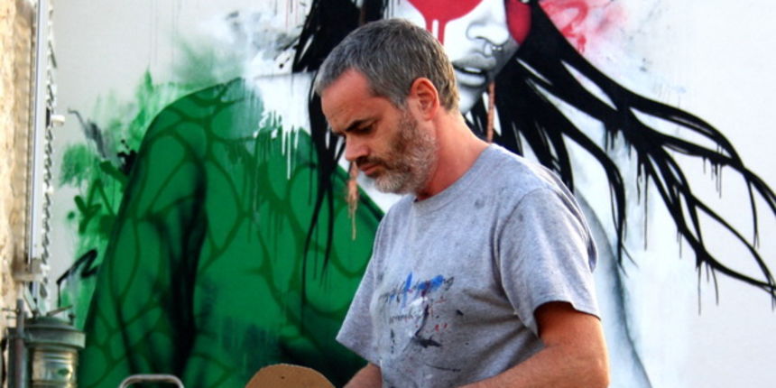 Street Art umjetnik Finbarr Fin DAC stvara u Ražancu, Foto: Nenad Nešović