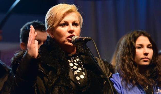 Predsjednicka kandidatkinja HDZ-a Kolinda Grabar Kitarovic odrzala je veliki predizborni skup na Narodnom trgu. Photo: Dino Stanin/PIXSELL