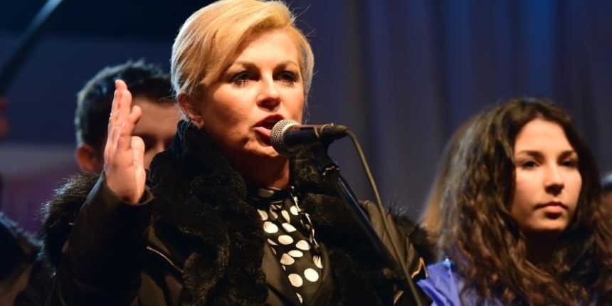 Predsjednicka kandidatkinja HDZ-a Kolinda Grabar Kitarovic odrzala je veliki predizborni skup na Narodnom trgu. Photo: Dino Stanin/PIXSELL