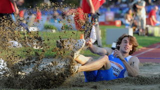Zagreb, 130911.
IAAF World Challenge Zagreb 2011, 
61. memorijal Borisa Hanzekovica na atletskom stadionu Mladost na Savi.
Na slici: Ivan Prgovecki, skok u dalj.
Foto: Srdjan Vrancic / CROPIX