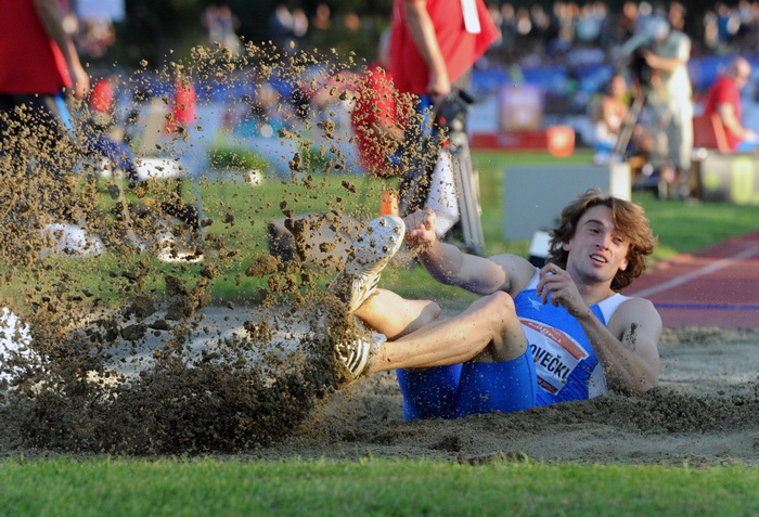 Zagreb, 130911.
IAAF World Challenge Zagreb 2011, 
61. memorijal Borisa Hanzekovica na atletskom stadionu Mladost na Savi.
Na slici: Ivan Prgovecki, skok u dalj.
Foto: Srdjan Vrancic / CROPIX
