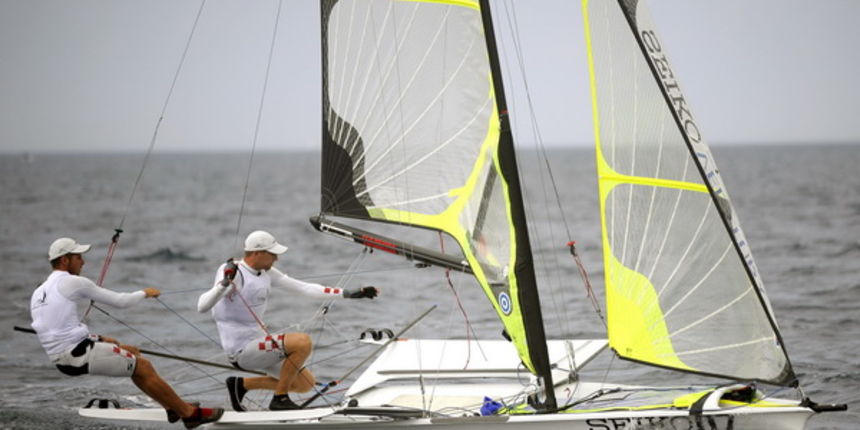 Zadar, 030909. Europsko prvenstvo u jedrenju za klasu 49er 2009. Danas je cetvrti dan Europskog prvenstva u jedrenju za klasu 49er koje se odrzava u Zadru u organizaciji JK Uskok. Danas su pocele finalne regate koje se jedre u zlatnoj za medalju i srebrno Zadar, 030909. Europsko prvenstvo u jedrenju za klasu 49er 2009. Danas je cetvrti dan Europskog prvenstva u jedrenju za klasu 49er koje se odrzava u Zadru u organizaciji JK Uskok. Danas su pocele finalne regate koje se jedre u zlatnoj za medalju i srebrno