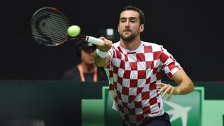 Polufinale Davis Cupa, Hrvatska – Francuska, 2. meč, Marin Čilić – Lucas Pouille. Photo: Hrvoje Jelavić/PIXSELL Polufinale Davis Cupa, Hrvatska – Francuska, 2. meč, Marin Čilić – Lucas Pouille. Photo: Hrvoje Jelavić/PIXSELL