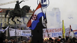 Zadarski branitelji na prosvjedu u Zagrebu 26. veljace 2011, Foto: Leo Banic Zadarski branitelji na prosvjedu u Zagrebu 26. veljace 2011, Foto: Leo Banic