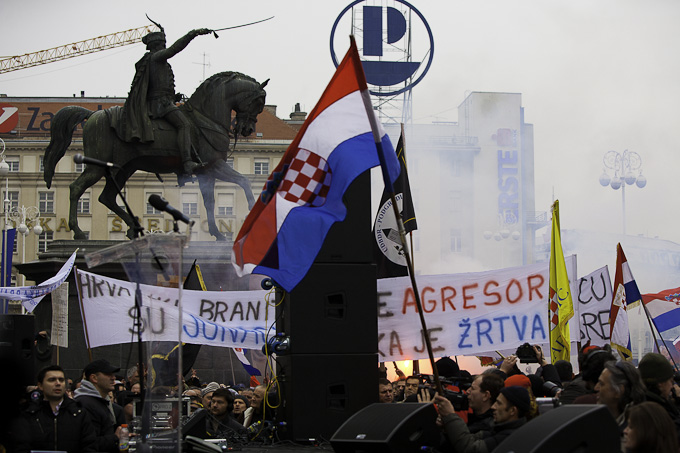 Zadarski branitelji na prosvjedu u Zagrebu 26. veljace 2011, Foto: Leo Banic Zadarski branitelji na prosvjedu u Zagrebu 26. veljace 2011, Foto: Leo Banic