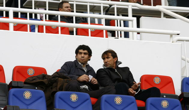 Sibenik, 041211.
Stadion Subicevac.
16. kolo prve HNL.
Utakmica HNK Hajduk – NK Zadar.
Na fotografiji  :  Hrvoje Males i Zlatko Vujovic 
Foto: Vladimir Dugandzic / CROPIX