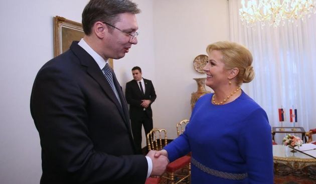 Hrvatska predsjednica Kolinda Grabar Kitarovic i premijer Srbije Aleksandar Vucic tijekom bilateralnog sastanka u palaci Dverce, nakon ceremonije inauguracije koja je odrzana na Trgu sv. Marka u Zagrebu.
