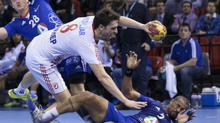 Zaragoza, Spanjolska, 230113.
Gradska dvorana Principe Felipe.
Svjetsko prvenstvo u rukometu za muskarce Spanjolska 2013.
Utakmica cetvrtfinala izmedju reprezentacija Hrvatske i Francuske.
Na fotografiji: Marko Kopljar.
Foto: Ante Cizmic / CROPIX