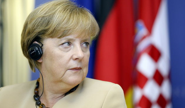 Zagreb, 220811.Markov trg.Banski dvori.Na poziv predsjednice Vlade Republike Hrvatske Jadranke Kosor, danas je  u posjet Hrvatskoj dosla kancelarka Savezne Republike Njemacke Angela Merkel.Na slici: Press konferencija.Foto: Goran Mehkek / Cropix