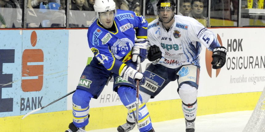 Zagreb, 190210. Ledena dvorana Doma sportova, EBEL liga, 54. kolo, susret ekipa KHL Medvescaka i Alba Volan (Madjarska). Na slici: Mike Ouellette 44, Oscar Akestrom 5. Foto: Damir Krajac / CROPIX Zagreb, 190210. Ledena dvorana Doma sportova, EBEL liga, 54. kolo, susret ekipa KHL Medvescaka i Alba Volan (Madjarska). Na slici: Mike Ouellette 44, Oscar Akestrom 5. Foto: Damir Krajac / CROPIX
