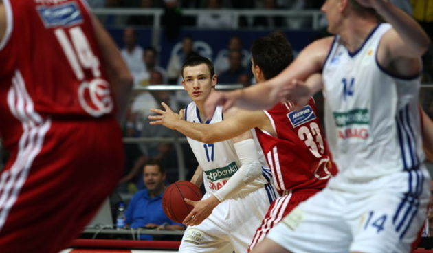 Zagreb, 180513.
Dvorana Kresimira Cosica. Kosarkaska utakmica polufinala doigravanja za prvaka Hrvatske (1 utakmica) izmedju KK Zadar i KK Cedevita. 
Na fotografiji: igrac Zadra Marko Ramljak.
Foto: Jure Miskovic / CROPIX