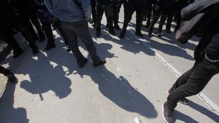 Radnicima škvera Nauta Lamjana interventna policija PU Zadarske onemogućila je pokušaj ulaska u škver u kojem se odvija stečajni postupak. Photo: Filip Brala/PIXSELL Radnicima škvera Nauta Lamjana interventna policija PU Zadarske onemogućila je pokušaj ulaska u škver u kojem se odvija stečajni postupak. Photo: Filip Brala/PIXSELL