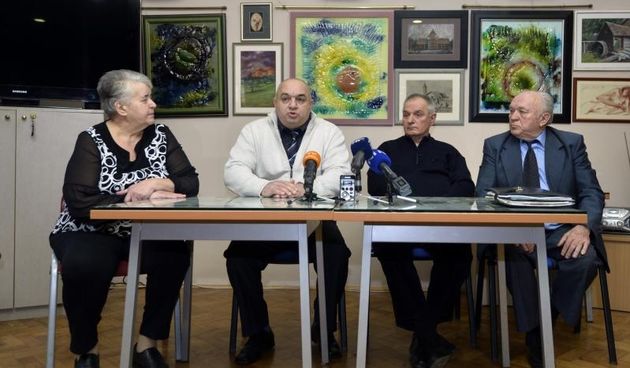 Zagreb – Konferencija za medije Udruge bivsih djelatnika Gavrilovica. Stefica Skobic, Vladimir Demetrovic, Davor Skobic, Djordje Komljenovic. Photo: Marko Lukunic/PIXSELL
