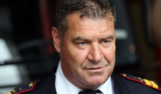 Zadar, 060513.
Vatrogasni dom Zadar. 
Pokazna vjezba vatrogasaca povodom obiljezavanja Dana vatrogasaca i njihova zastitnika Svetog Florijana. 
Na fotografiji: Zeljko Sosa zapovjednik vatrogasne postrojbe. 
Foto: Jure Miskovic / CROPIX