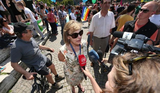 15.06.2013., Zagreb – 12. Zagreb Pride povorka, najveca dosad, prolazi ulicama grada. Vesna Pusic. Photo: Marko Lukunic/PIXSELL