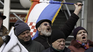 Zadarski branitelji na prosvjedu u Zagrebu 26. veljace 2011, Foto: Leo Banic Zadarski branitelji na prosvjedu u Zagrebu 26. veljace 2011, Foto: Leo Banic