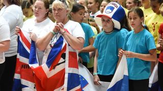 Zadar – U dvorani Krese Cosica na Visnjiku otvoreno je Europsko prvenstvo navijacica “European cheerleading championships 2015”. Danas i sutra svoje ce plesno akrobatske vjestine pokazati vise od 1500 natjecateljica. Photo: Dino Stanin/PIXSELL Zadar – U dvorani Krese Cosica na Visnjiku otvoreno je Europsko prvenstvo navijacica “European cheerleading championships 2015”. Danas i sutra svoje ce plesno akrobatske vjestine pokazati vise od 1500 natjecateljica. Photo: Dino Stanin/PIXSELL