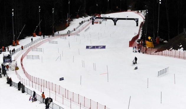 Zagreb, 040113.
Sljeme – Vip Snow Queen Trophy 2013.
Sljeme uoci devete slalomske utrke FIS Svjetskog kupa.
Na fotografiji: staza uoci utrke.
Foto: Damir Krajac / CROPIX