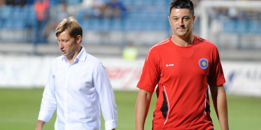Zadar, 110911.Stadion Stanovi.7. kolo Prve Hrvatske nogometne lige, utakmica Zadar – Rijeka, stadion Stanovi.Na fotografiji: treneri Zadra i Rijeke Alen Horvat i Dalibor Zebic.Foto: Andrija Lucic / CROPIX