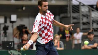 Polufinale Davis Cupa, Hrvatska – Francuska, 2. meč, Marin Čilić – Lucas Pouille. Photo: Hrvoje Jelavić/PIXSELL Polufinale Davis Cupa, Hrvatska – Francuska, 2. meč, Marin Čilić – Lucas Pouille. Photo: Hrvoje Jelavić/PIXSELL