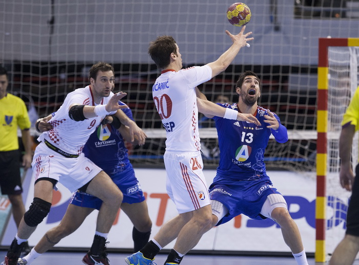 Zaragoza, Spanjolska, 230113.
Gradska dvorana Principe Felipe.
Svjetsko prvenstvo u rukometu za muskarce Spanjolska 2013.
Utakmica cetvrtfinala izmedju reprezentacija Hrvatske i Francuske.
Na fotografiji: Igor Vori i Damir Bicanic.
Foto: Ante Cizmic / CRO Zaragoza, Spanjolska, 230113.
Gradska dvorana Principe Felipe.
Svjetsko prvenstvo u rukometu za muskarce Spanjolska 2013.
Utakmica cetvrtfinala izmedju reprezentacija Hrvatske i Francuske.
Na fotografiji: Igor Vori i Damir Bicanic.
Foto: Ante Cizmic / CRO