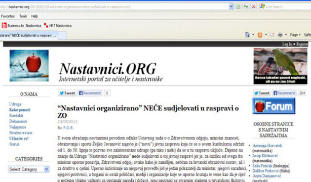 Nastavnici ne žele na raspravu o zdravstvenom odgoju, foto: HRT