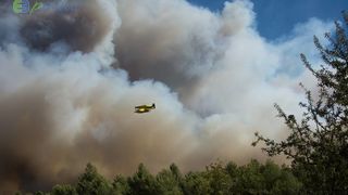 Zemaljske i zračne vatrogasne snage gase veliki šumski požar kod Crvene luke. Foto: Franjo Jurić/eBiograd Zemaljske i zračne vatrogasne snage gase veliki šumski požar kod Crvene luke. Foto: Franjo Jurić/eBiograd