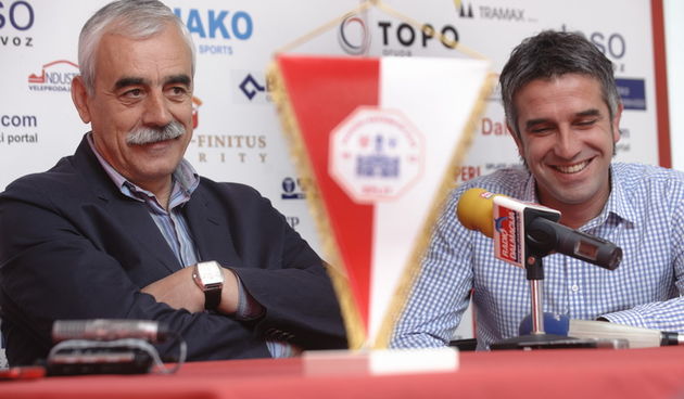 Split, 060511. Press konferencija RNK Split pred utakmicu 28.kola prve HNL Split – Zadar.Na fotografiji: trener Ivan Katalinic i sportski direktor Nenad Pralija. Foto: Tom Dubravec / CROPIX