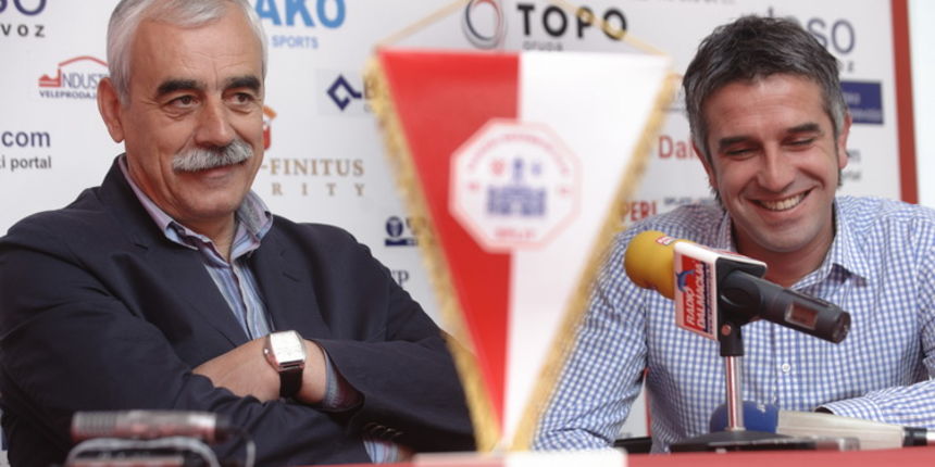 Split, 060511. Press konferencija RNK Split pred utakmicu 28.kola prve HNL Split – Zadar.Na fotografiji: trener Ivan Katalinic i sportski direktor Nenad Pralija. Foto: Tom Dubravec / CROPIX