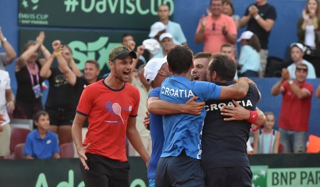 Slavlje hrvatskih tenisača nakon pobjede nad SAD-om