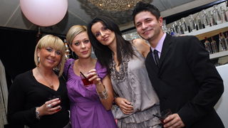 Zagreb, 220309.
Proslava 300-te epizode Red carpet-a, showbiz emisije Nove Tv, odrzana je u klubu Gallery na Jarunu.
Na slici: Sladjana Kozma, Ivana Nanut, Mirela Rupic i Nenad Hervatin.
Foto: Neja Markicevic / Cropix